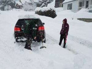 Roslyn, WA snow on road