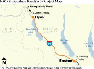 I90 Snoqualmie Pass East Project Map Hyak to Easton