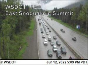 I-90 traffic jam near Snoqualmie Pass